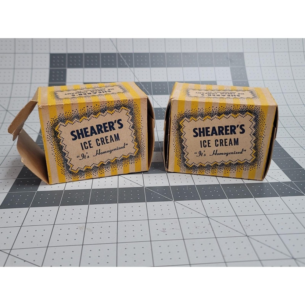 Lot of 2 Vintage Advertising Box Shearer's Ice Cream Carton Philadelphia